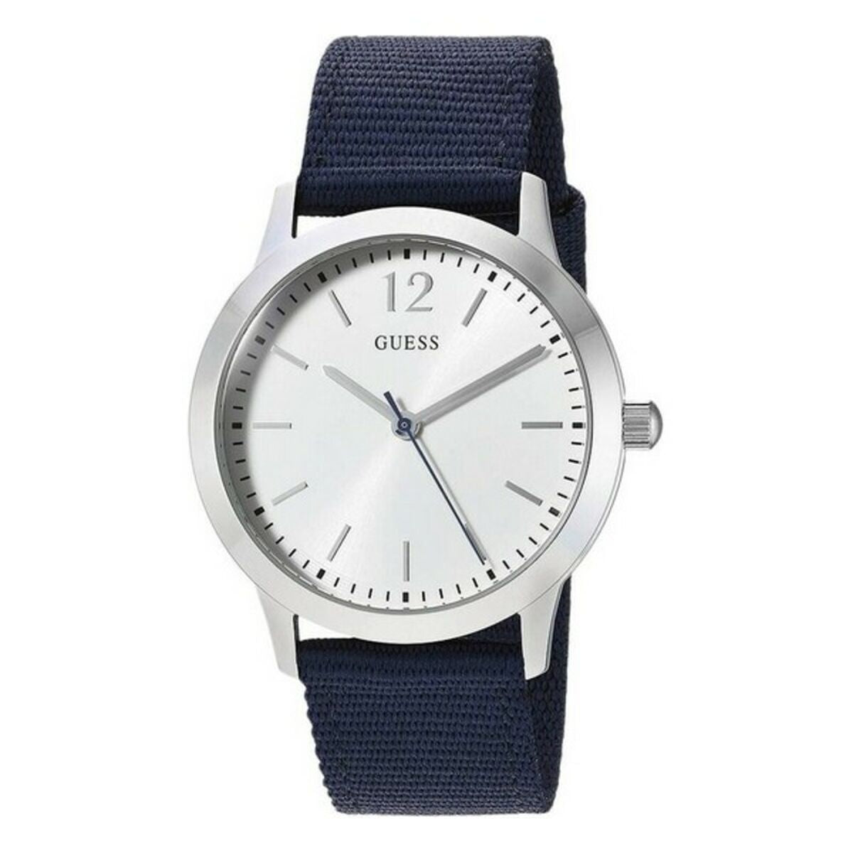 Montre Unisexe Guess W0976G2 – 39 mm, Boîtier Acier, Cadran Blanc, Bracelet Nylon, Quartz, Étanche 3 ATM