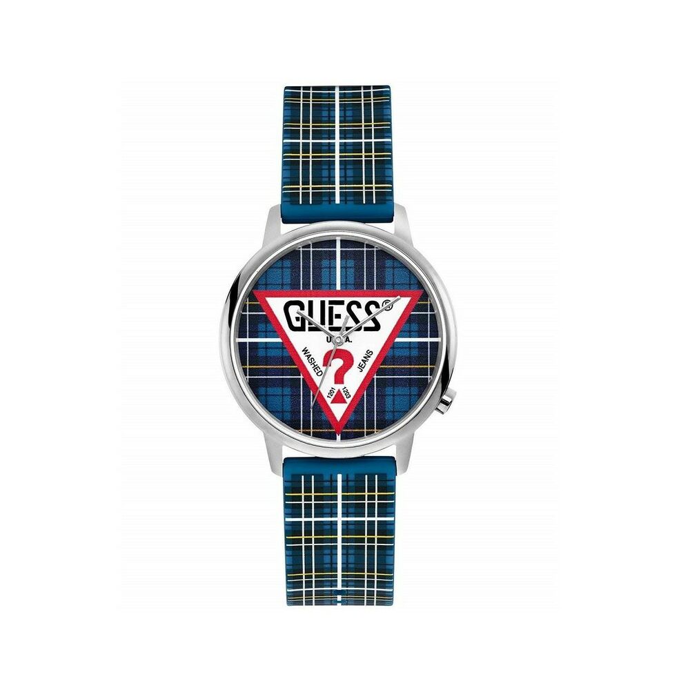 Montre Unisexe Guess V1029M1 – 38 mm, Cadran Multicolore, Bracelet Caoutchouc Naturel, Quartz, Étanche 3 ATM