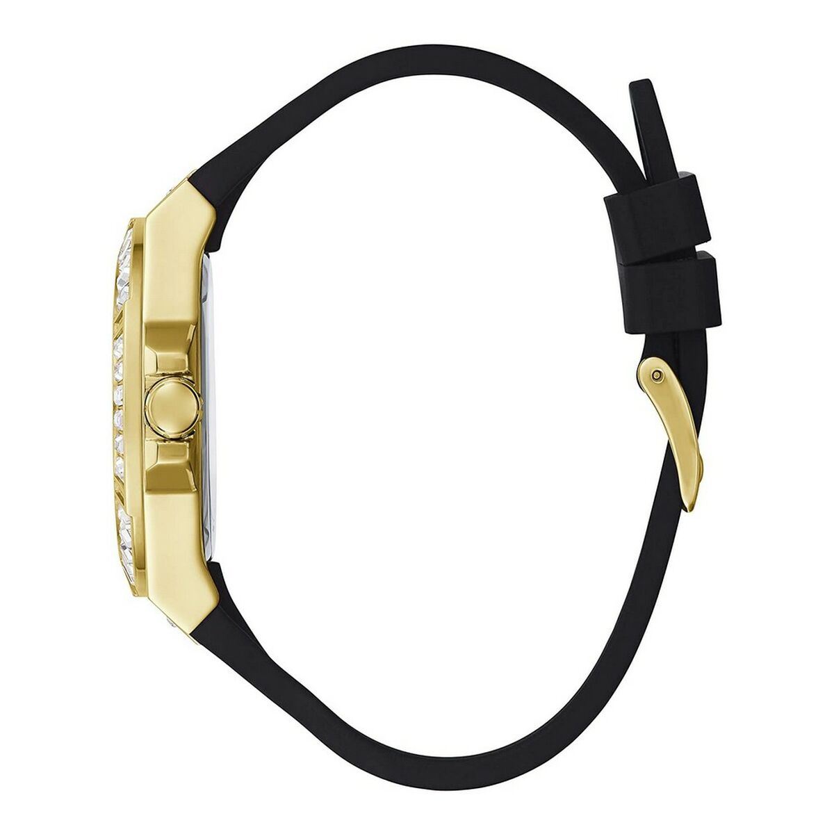 Montre Femme Guess GW0118L1 – 39 mm, Cadran Noir, Bracelet Silicone Noir, Quartz