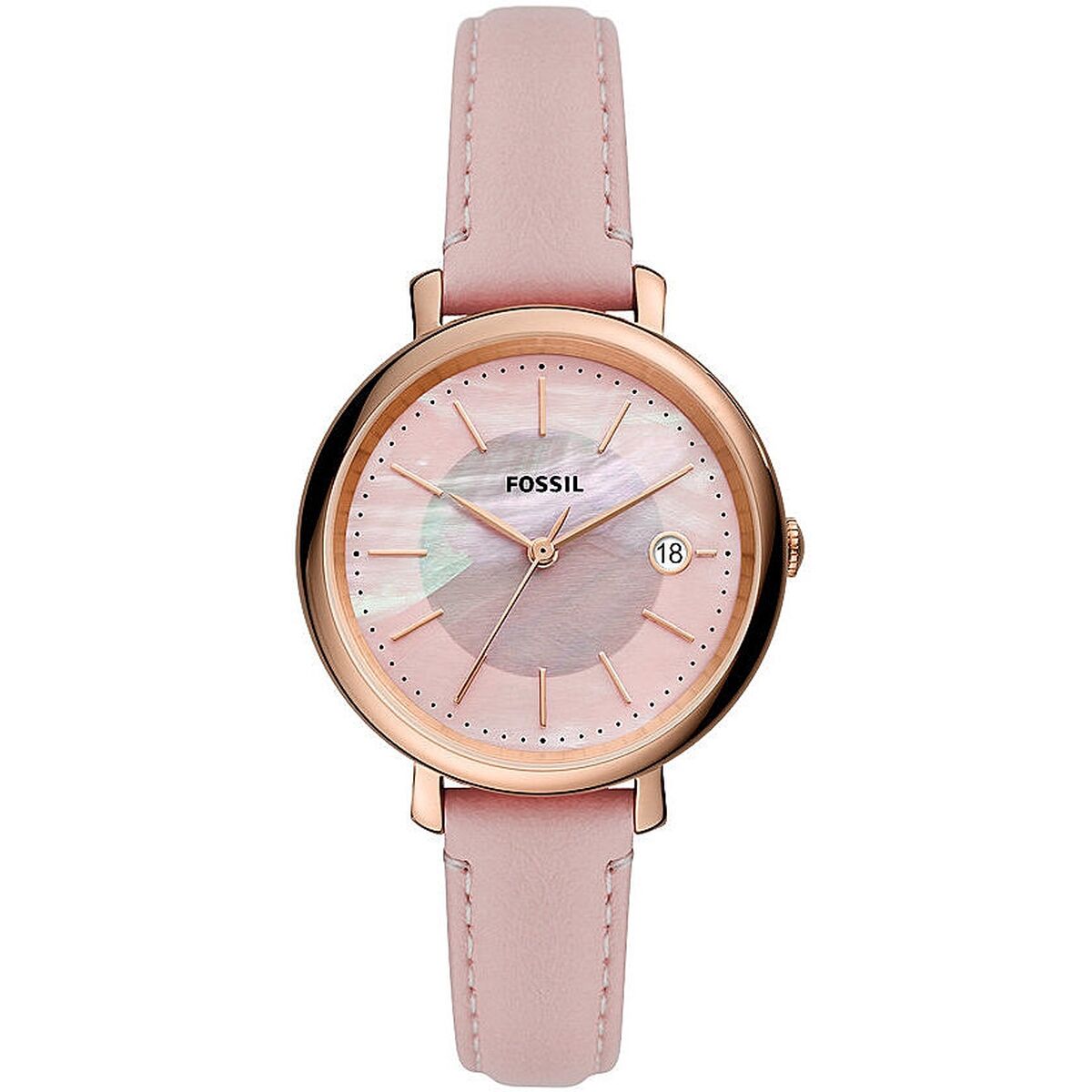 Montre Femme Fossil JACQUELINE (Ø 36 mm) – Quartz, Bracelet Cuir, Date, Étanche 3 ATM