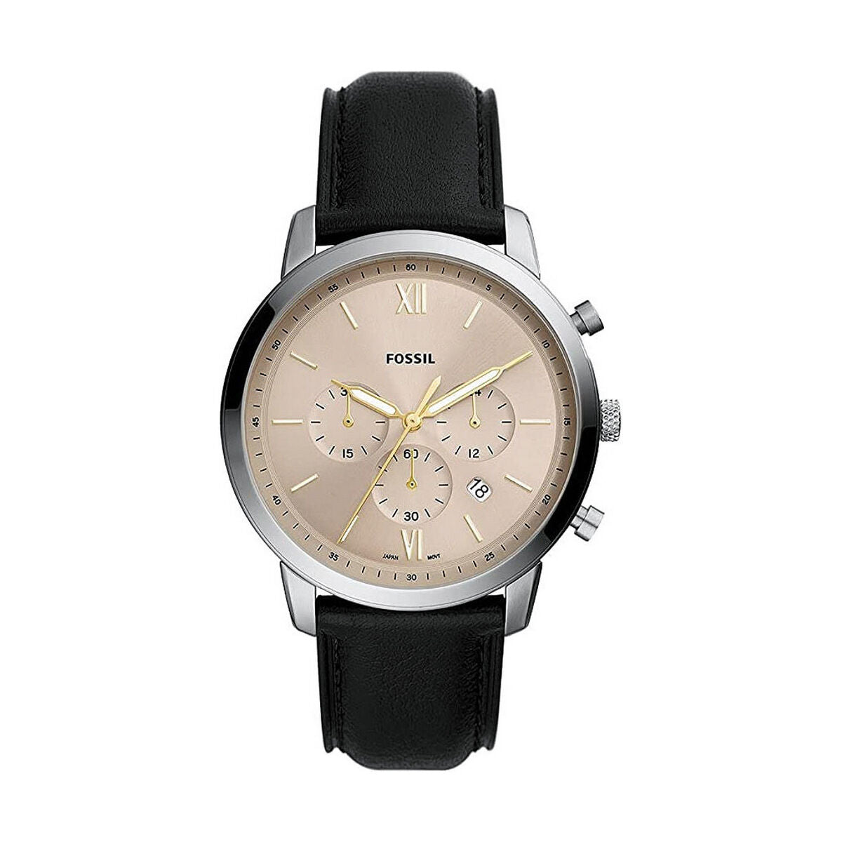 Montre Homme Fossil EVERETT (Ø 44 mm) – Quartz Multifonction, Bracelet Silicone, Étanche 10 ATM