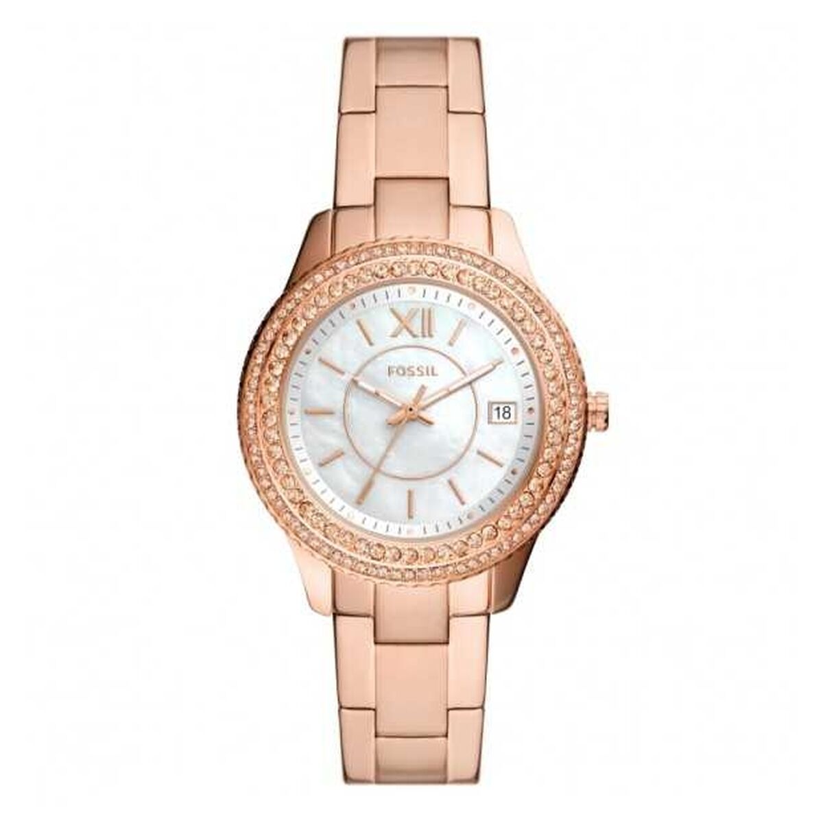 Montre Femme Fossil STELLA (Ø 37 mm) – Quartz, Acier Inoxydable, Nacre, Étanche 5 ATM