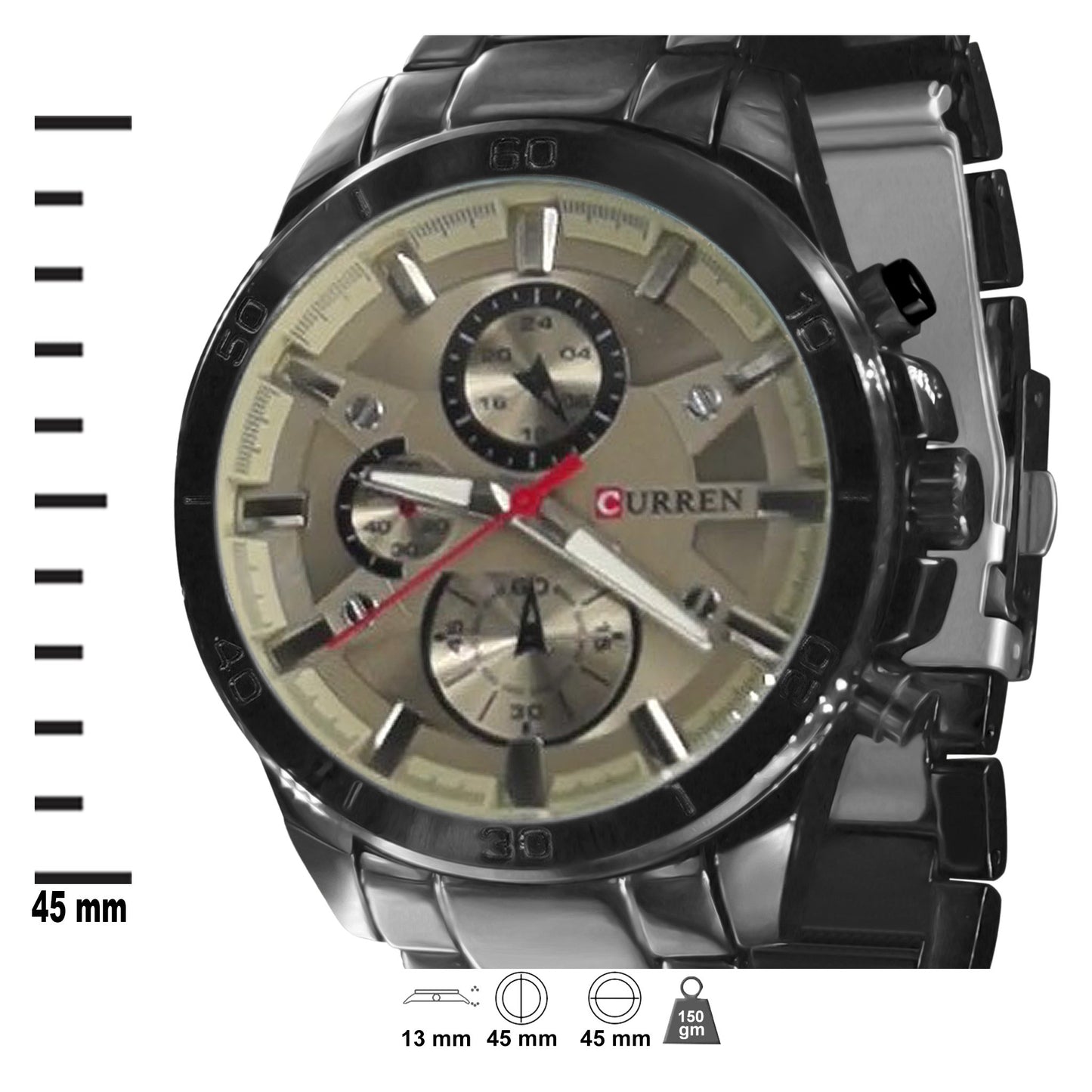 Montre Homme CURREN Metal Band 550681 – Quartz Seiko Japonais, Étanche, Classique & Élégante