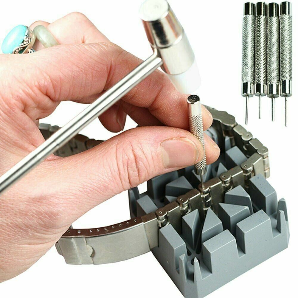 Kit Outils Réparation Montre – Extracteur de Maillons Bracelet avec Marteau, Chasse-Goupilles & Support