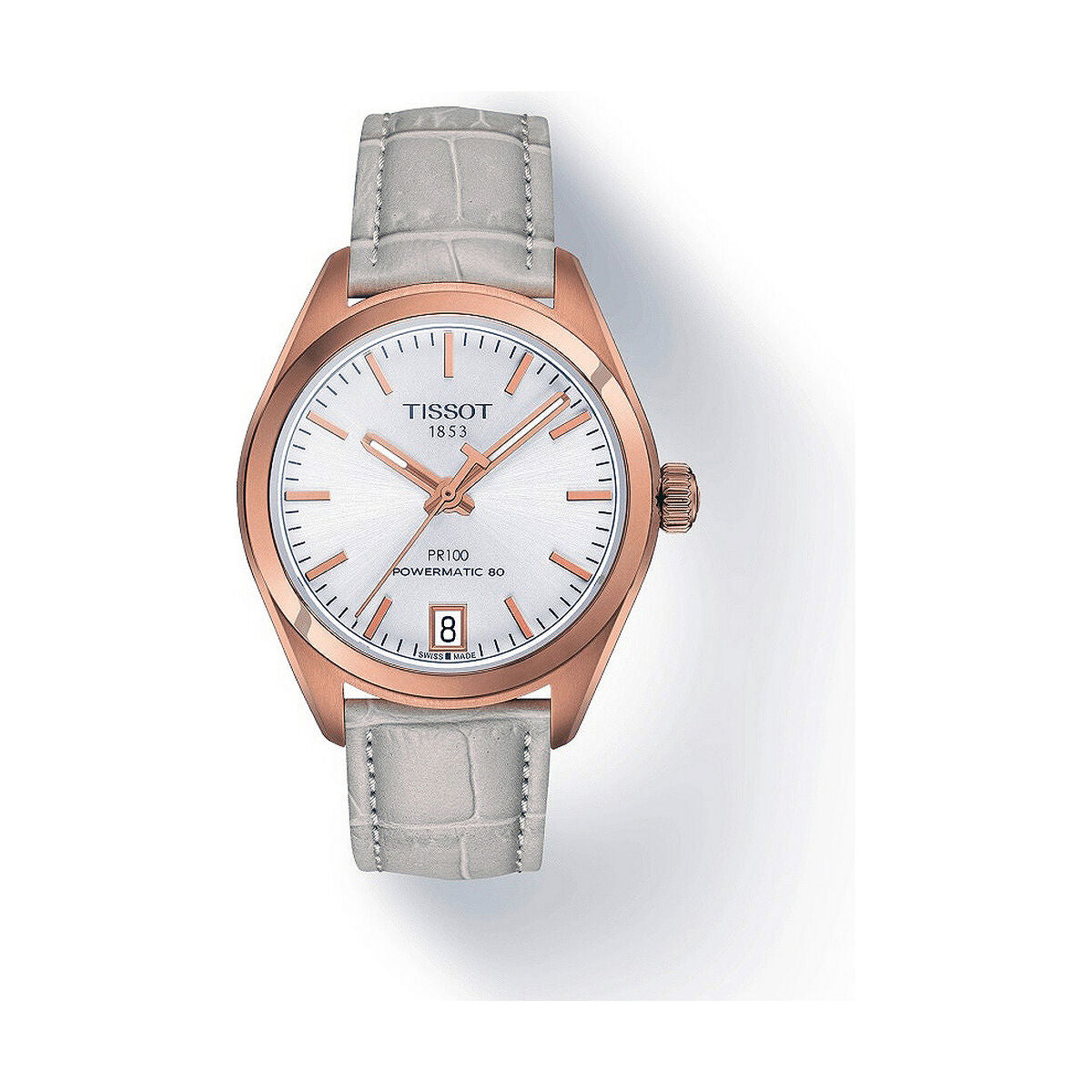 Montre Femme Tissot PR100 Powermatic 80 (Ø 33 mm) – Automatique, Bracelet Cuir, Verre Saphir, Étanche 10 ATM