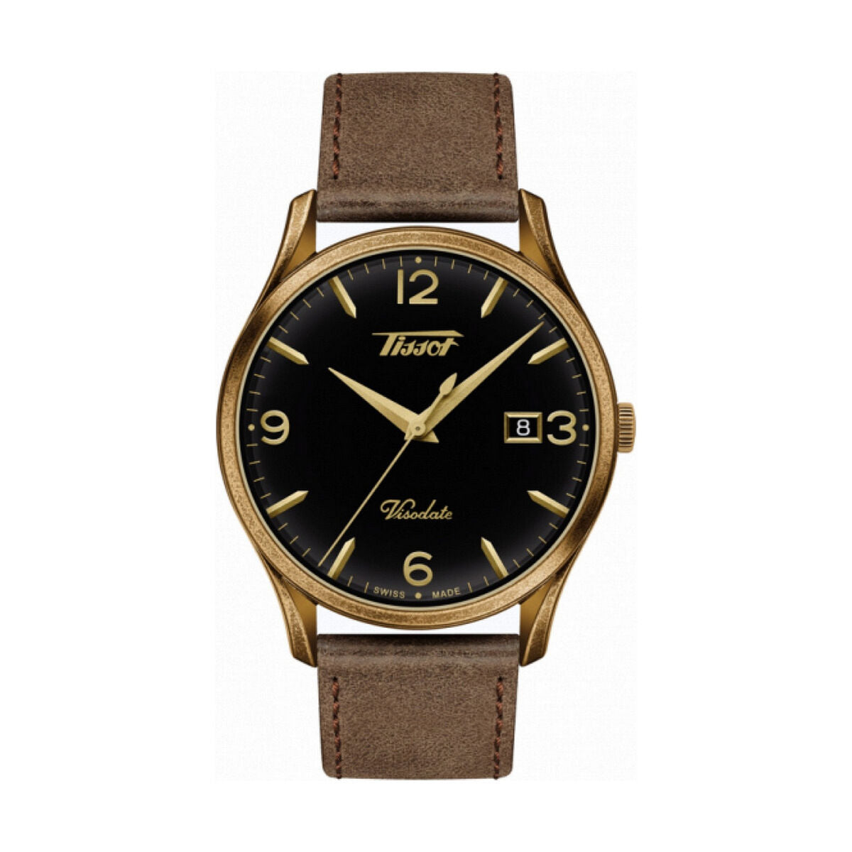 Montre Homme Tissot HERITAGE VISODATE (Ø 40 mm) – Quartz, Bracelet Cuir, Verre Saphir, Étanche 3 ATM