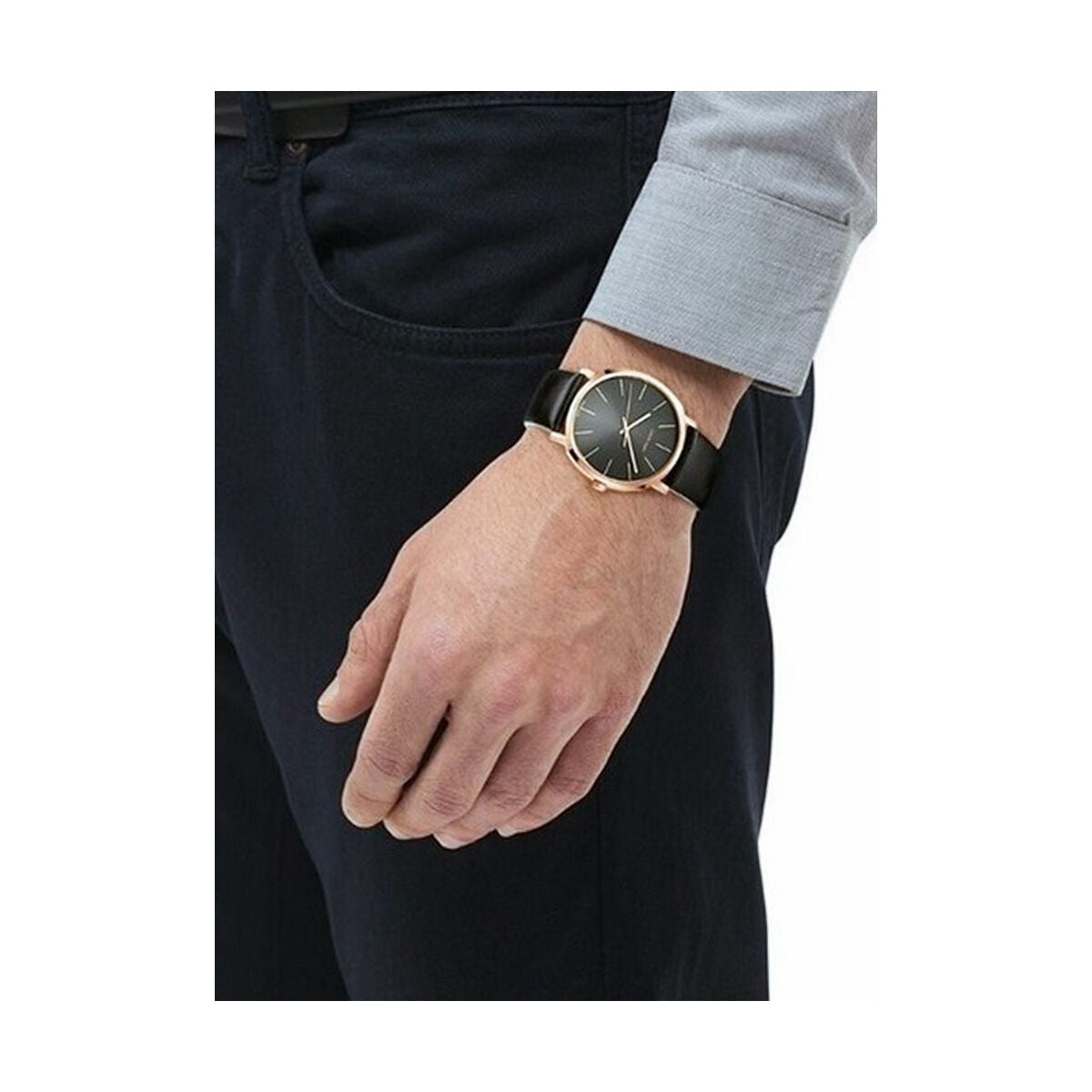 Montre Homme Calvin Klein POSH – Élégance Classique & Moderne (Ø 40 mm, Cuir Noir)