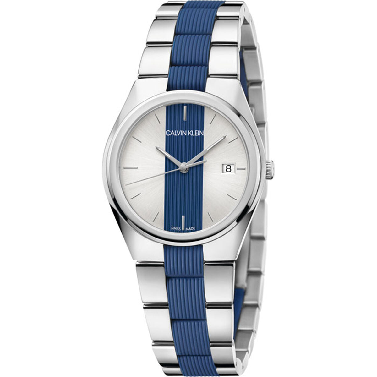 Montre Femme Calvin Klein K9E231VX (Ø 34 mm) – Quartz Élégante Bicolore Argent & Bleu