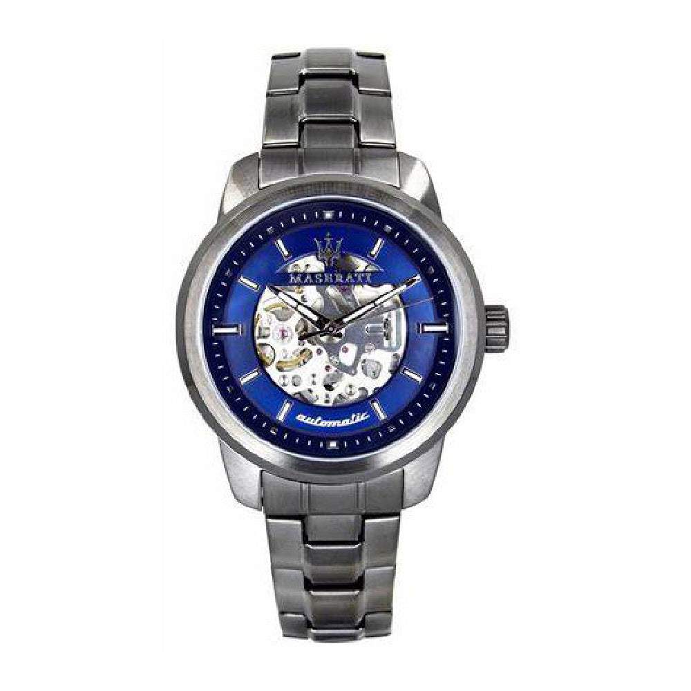 Montre Homme Maserati R8823121001 (Ø 44 mm) – Automatique, Acier Noir, Cadran Bleu, Étanche 5 ATM