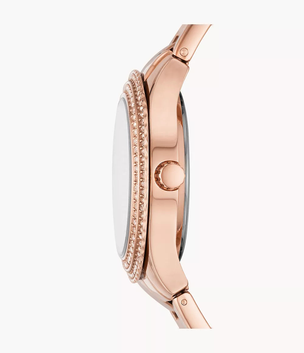 Montre Femme Fossil STELLA (Ø 37 mm) – Quartz, Acier Inoxydable, Nacre, Étanche 5 ATM