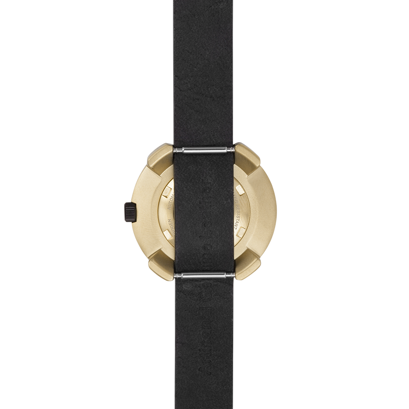 Montre Vista Roman Gold Black – Acier Doré, Cadran Or Brossé à Chiffres Romains, Bracelet Cuir Noir
