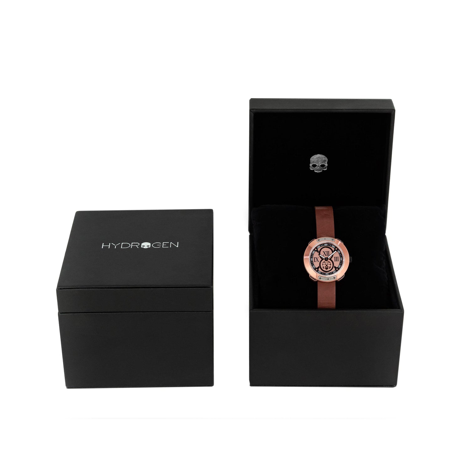 Montre Vista Roman Rose Gold Brown (Ø 29 mm) – Acier Or Rose, Cadran Brossé, Bracelet Cuir Marron