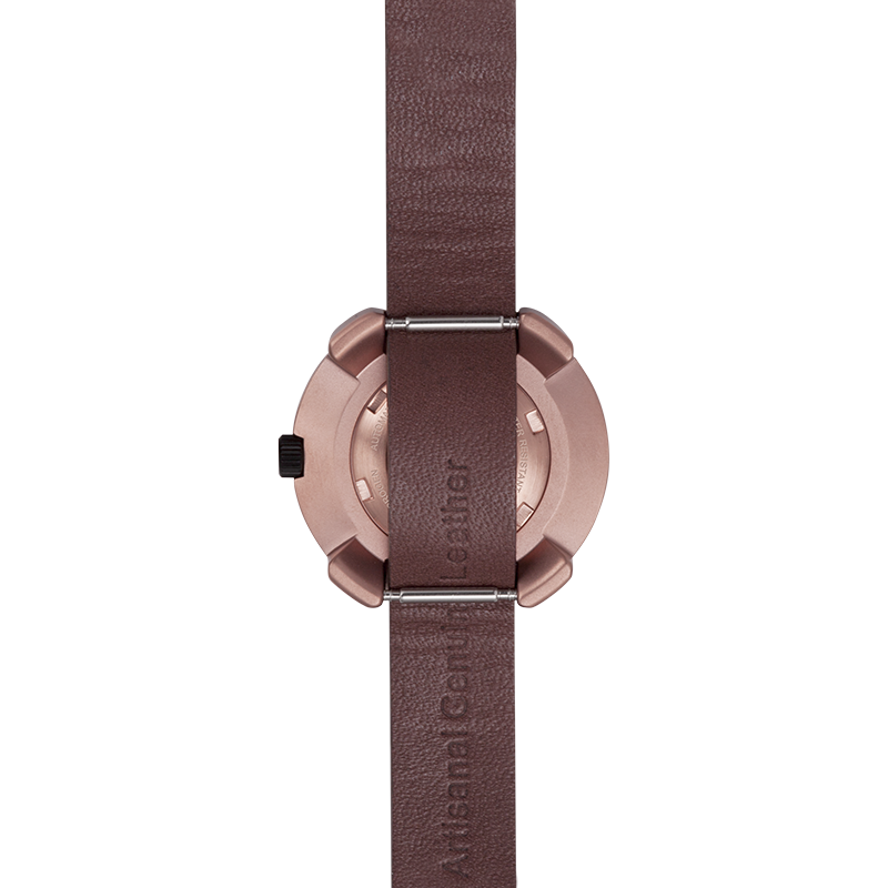 Montre Vista Roman Rose Gold Brown (Ø 29 mm) – Acier Or Rose, Cadran Brossé, Bracelet Cuir Marron
