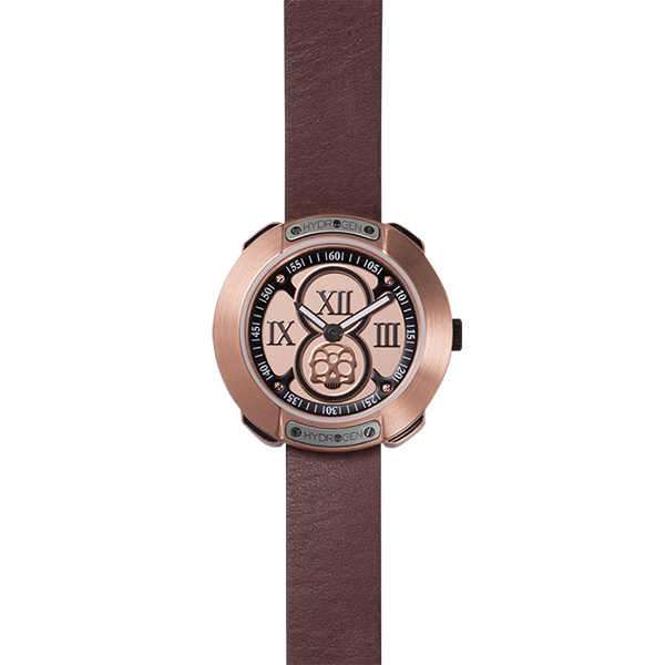 Montre Vista Roman Rose Gold Brown (Ø 29 mm) – Acier Or Rose, Cadran Brossé, Bracelet Cuir Marron