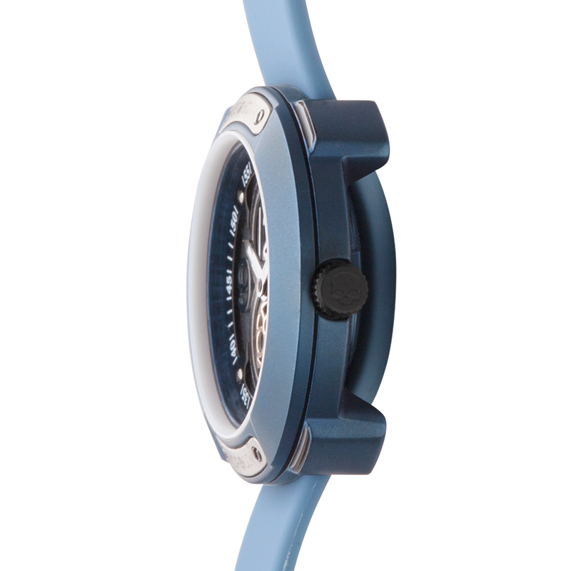 Montre Vista Numero All Blue (Ø 29 mm) – Acier Inoxydable Bleu, Cadran Brossé Bleu, Bracelet Silicone Bleu Clair