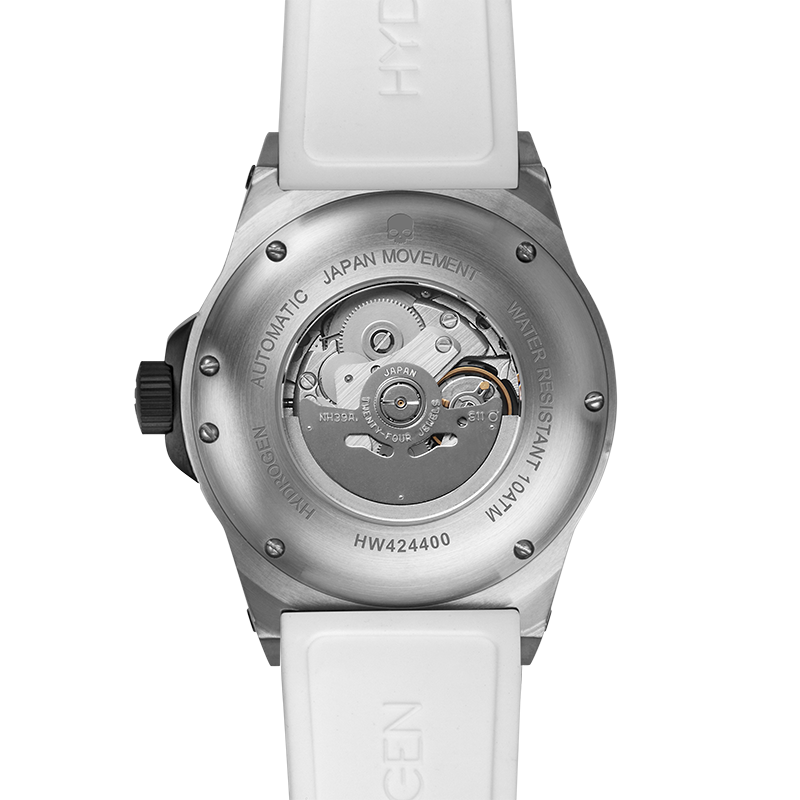 Montre Vento Silver White – Automatique NH39 Japon, Open Heart, Acier Inoxydable, Cadran & Bracelet Blancs