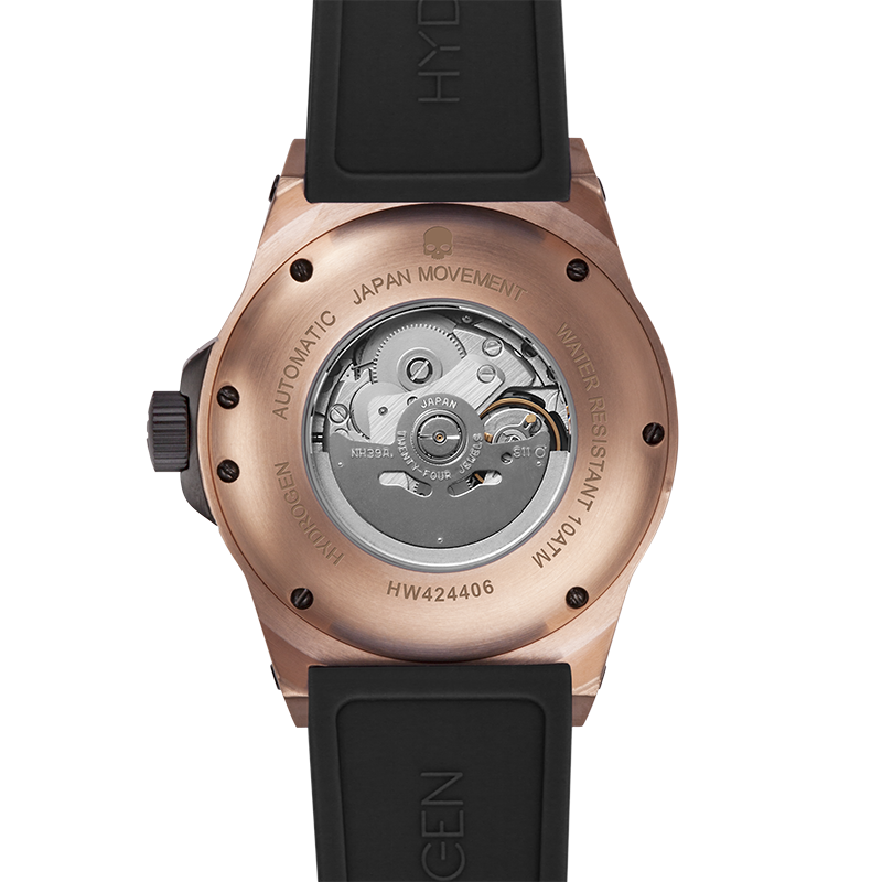 Montre Vento Black Rose Gold – Automatique NH39 Open Heart, Acier Or Rose, Cadran Noir, Bracelet Silicone Noir