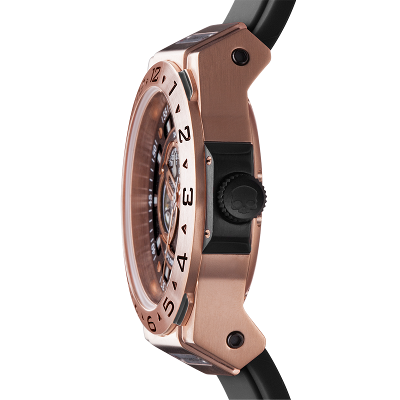 Montre Vento Black Rose Gold – Automatique NH39 Open Heart, Acier Or Rose, Cadran Noir, Bracelet Silicone Noir