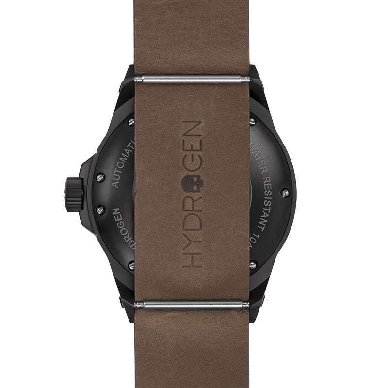 Montre Vento Black Nato Leather – Automatique NH39 Japon, Boîtier Noir, Cadran Noir, Bracelet Cuir Marron