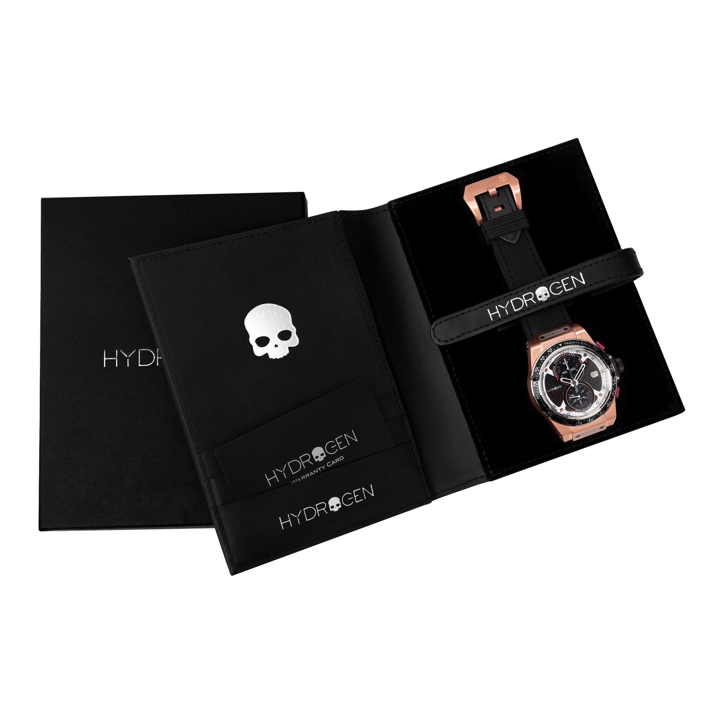 Montre Otto Chrono Black Rose Gold – Chronographe 2 Compteurs, Acier Or Rose, Cadran Fibre Carbone, Bracelet Silicone Noir