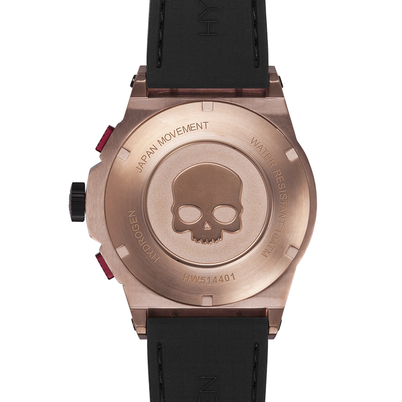 Montre Otto Chrono Black Rose Gold – Chronographe 2 Compteurs, Acier Or Rose, Cadran Fibre Carbone, Bracelet Silicone Noir