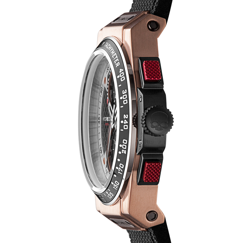 Montre Otto Chrono Black Rose Gold – Chronographe 2 Compteurs, Acier Or Rose, Cadran Fibre Carbone, Bracelet Silicone Noir