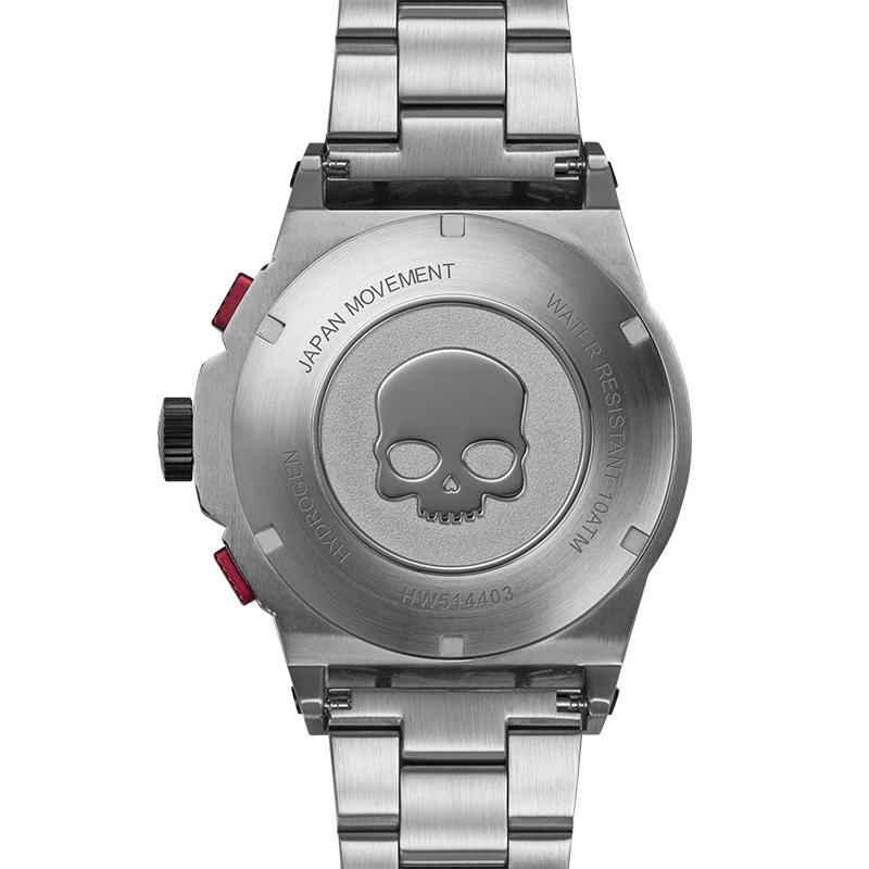 Montre Otto Chrono Silver Bracelet – Chronographe 2 Compteurs, Tachymètre, Acier Inoxydable, Cadran Fibre Carbone, Bracelet 3 Maillons