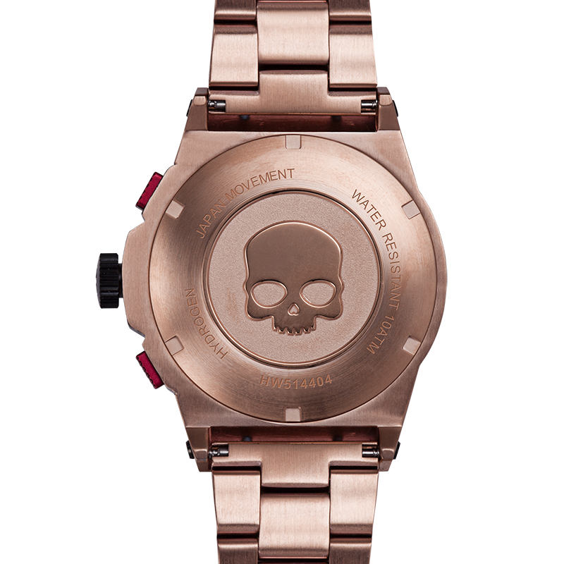 Montre Otto Chrono All Rose Gold Bracelet – Chronographe 2 Compteurs, Acier Or Rose, Bracelet 3 Maillons, Cadran Fibre Carbone
