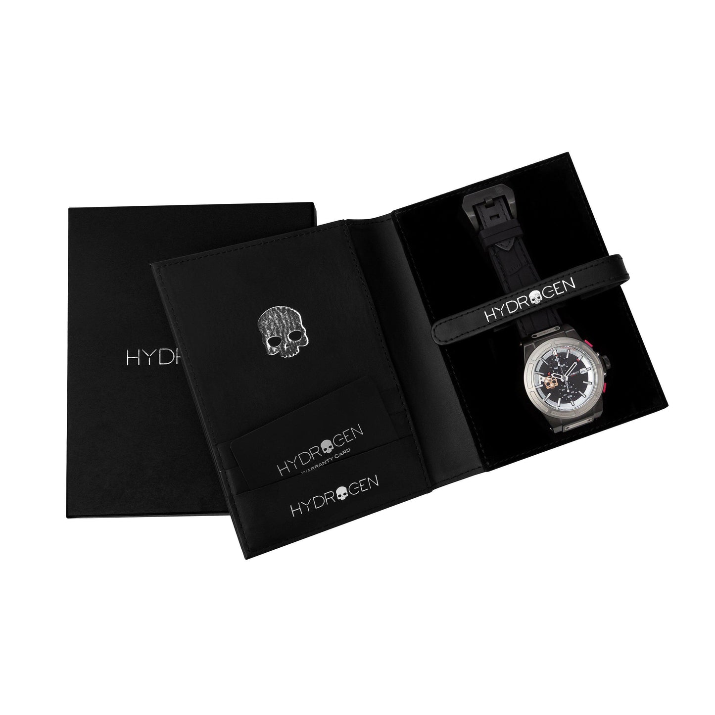 Montre Otto Chrono Silver Matt Black – Chronographe, Acier Inoxydable Noir & Acier, Cadran Fibre Carbone, Bracelet Silicone Noir Croco
