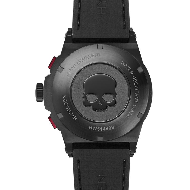 Montre Otto Chrono Silver Matt Black – Chronographe, Acier Inoxydable Noir & Acier, Cadran Fibre Carbone, Bracelet Silicone Noir Croco