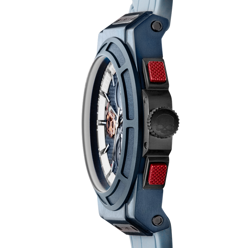 Montre Otto Chrono All Blue – Chronographe, Acier Inoxydable Bleu, Cadran Fibre Carbone, Bracelet Silicone Bleu
