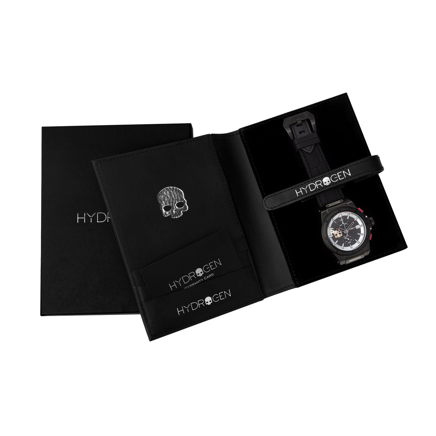 Montre Otto Chrono All Black – Chronographe, Acier Inoxydable Noir, Cadran Fibre Carbone, Bracelet Silicone Noir Croco
