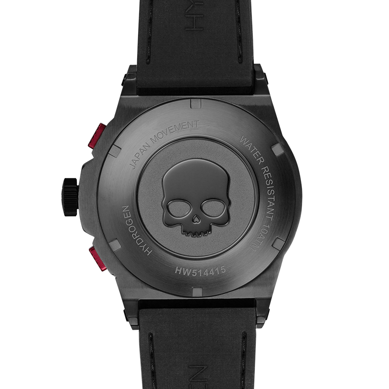 Montre Otto Chrono All Black – Chronographe, Acier Inoxydable Noir, Cadran Fibre Carbone, Bracelet Silicone Noir Croco