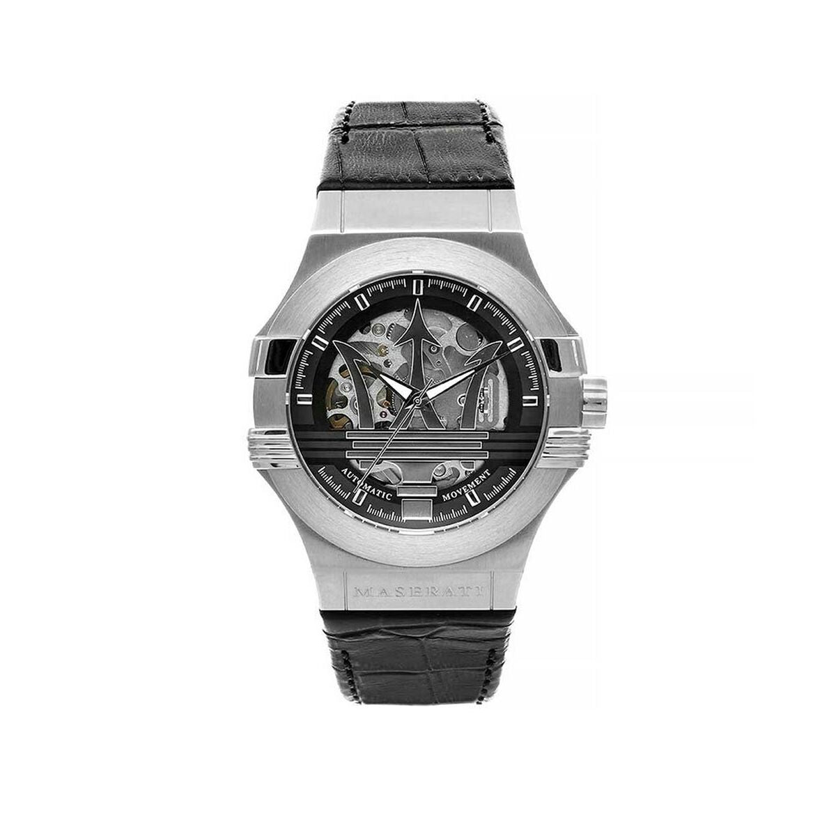 Montre Homme Maserati R8821108038 (Ø 40 mm) – Automatique, Bracelet Cuir Noir, Verre Saphir, Étanche 10 ATM