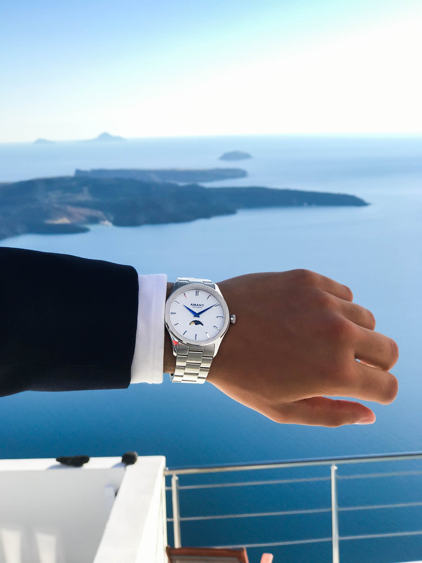 Montre AmantSantorini Moonphase – Édition Limitée 50 pièces, Phase de Lune, Acier 316L, Verre Saphir, Étanche 10 ATM