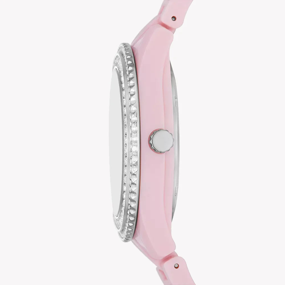 Montre Femme Fossil STELLA (Ø 37 mm) – Quartz, Bracelet Résine, Date, Étanche 5 ATM