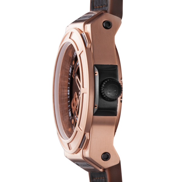 Montre Otto Brown Rose Gold – Acier Or Rose, Cadran Marron, Bracelet Silicone Marron & Fibre Carbone