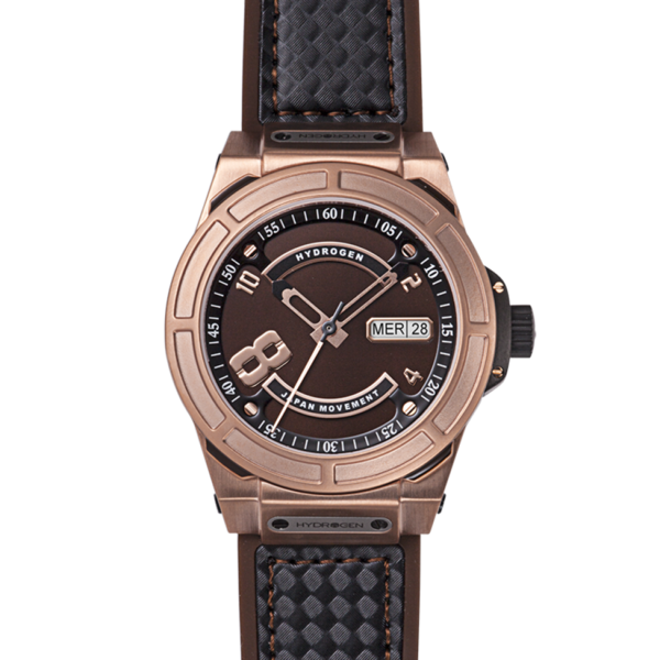 Montre Otto Brown Rose Gold – Acier Or Rose, Cadran Marron, Bracelet Silicone Marron & Fibre Carbone