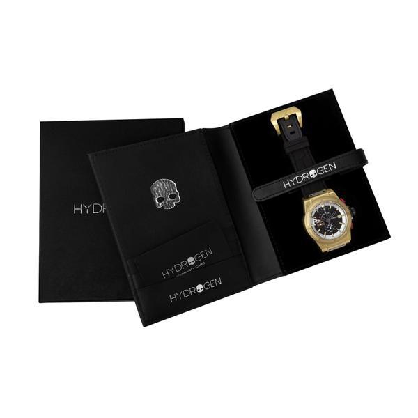 Montre Otto Chrono All Gold – Chronographe, Acier Inoxydable Noir & Or Jaune, Cadran Fibre Carbone, Bracelet Silicone Noir Croco