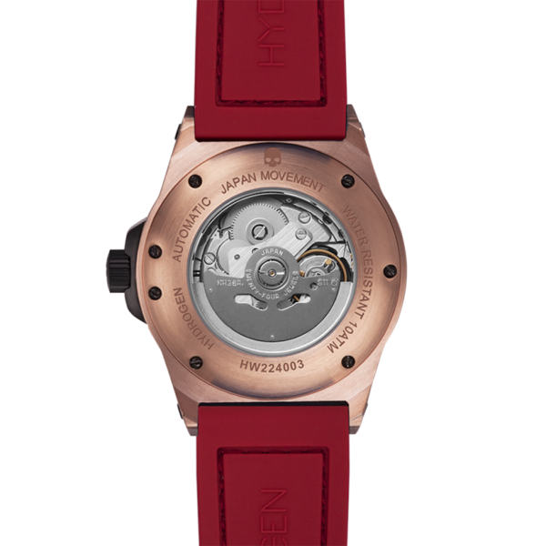 Montre Otto Red Rose Gold – Acier Or Rose, Cadran Rouge & Noir avec Numéro 8, Bracelet Noir & Rouge