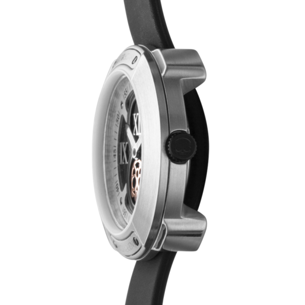 Montre Vista Roman Silver Black – Acier Inoxydable, Cadran Noir, Bracelet Silicone Noir Monobloc
