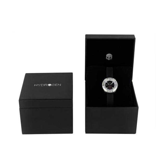 Montre Vista Roman Silver Black – Acier Inoxydable, Cadran Noir, Bracelet Silicone Noir Monobloc