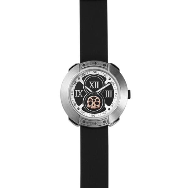 Montre Vista Roman Silver Black – Acier Inoxydable, Cadran Noir, Bracelet Silicone Noir Monobloc