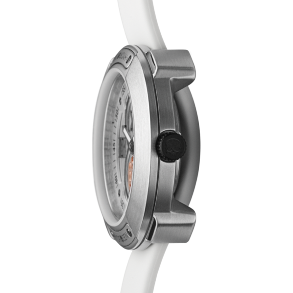 Montre Vista Roman Silver White (Ø 29 mm) – Acier Inoxydable, Cadran Argent Brossé, Bracelet Silicone Blanc