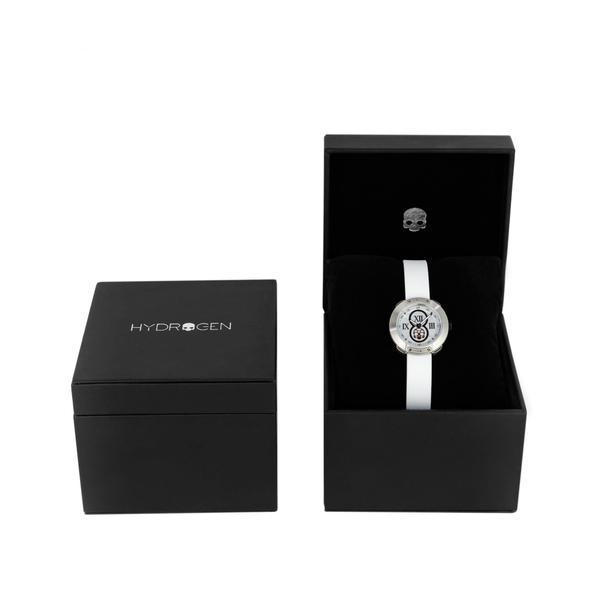 Montre Vista Roman Silver White (Ø 29 mm) – Acier Inoxydable, Cadran Argent Brossé, Bracelet Silicone Blanc