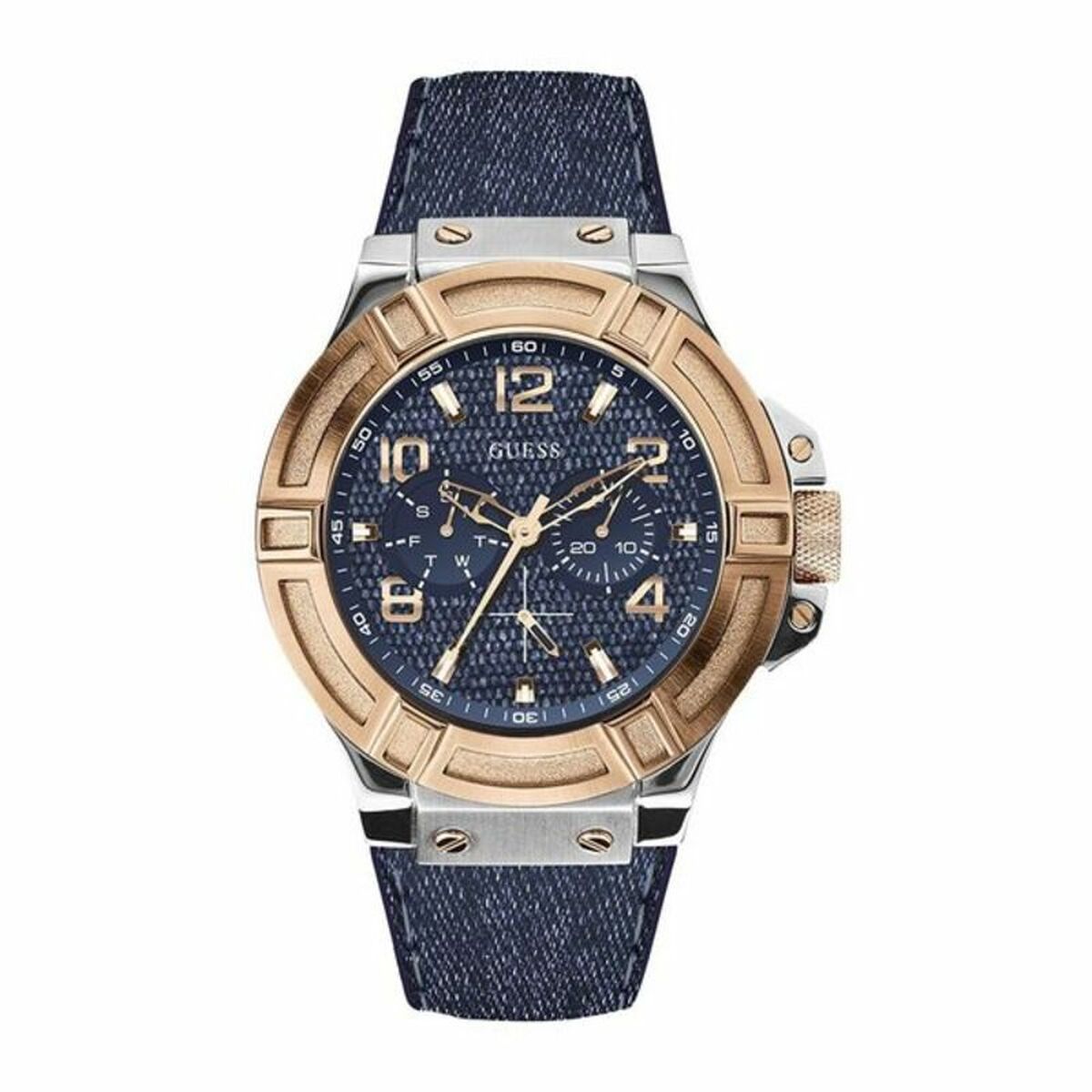 Montre Homme Guess W0040G (Ø 45 mm) – Quartz, Bracelet Cuir PU & Étanche 10 ATM
