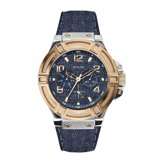 Montre Homme Guess W0040G (Ø 45 mm) – Quartz, Bracelet Cuir PU & Étanche 10 ATM