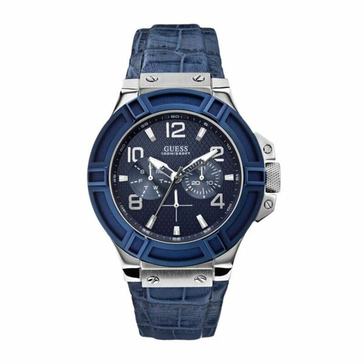 Montre Homme Guess W0040G (Ø 45 mm) – Quartz, Bracelet Cuir PU & Étanche 10 ATM