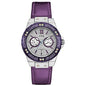 Montre Femme Guess W0775L6 – 38 mm, Bracelet Violet, Boîtier Acier Argenté, Quartz, Étanche 5 ATM