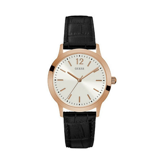 Montre Homme Guess W0922G6 (Ø 39 mm) – Quartz, Boîtier Or Rose & Bracelet Cuir Noir